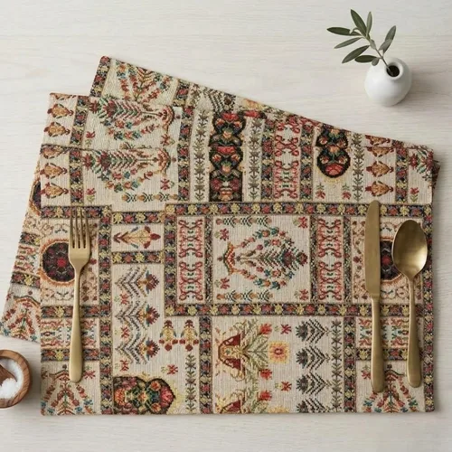 Vista 12 de DaDa Bedding - Juego de 4 manteles individuales de algodón y lino para mesa de comedor, 13 x 19 pulgadas
