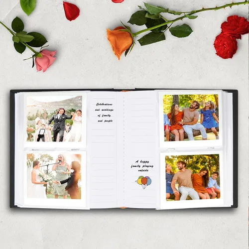 Vista 7 de Ruibytree - Álbum de fotos de lino con 120 bolsillos para Instax Wide 300/400, color negro Writing Space, Fits 3x4 in Instant Photos, Paper Pages