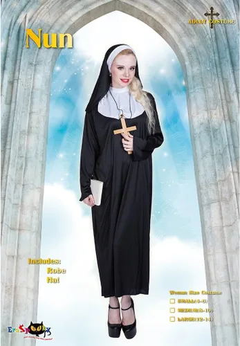 Vista 2 de EraSpooky Vestido de disfraz de monja para mujer