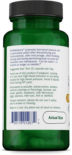 Vista 3 de Vitanica FemRebalance, apoyo para el equilibrio hormonal, vegano, 60