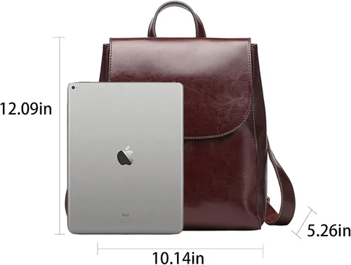 Vista 4 de Heshe Mochila de cuero para mujer estilo casual con solapa mochila para mujer Mochilas Daypack