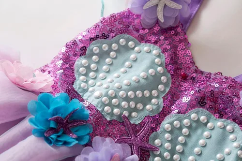 Vista 7 de Disfraz de princesa Ariel de sirena, vestido de fiesta de cumpleaños para niñas, regalo de cumpleaños, disfraz de Halloween