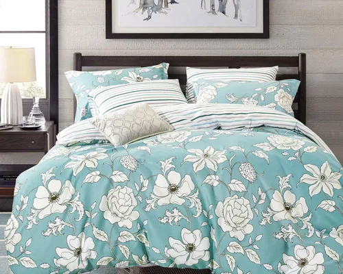 Vista 2 de Swanson Beddings Juego de cama floral 100% algodón: Funda de edredón, fundas de almohada., Algodón, Completo