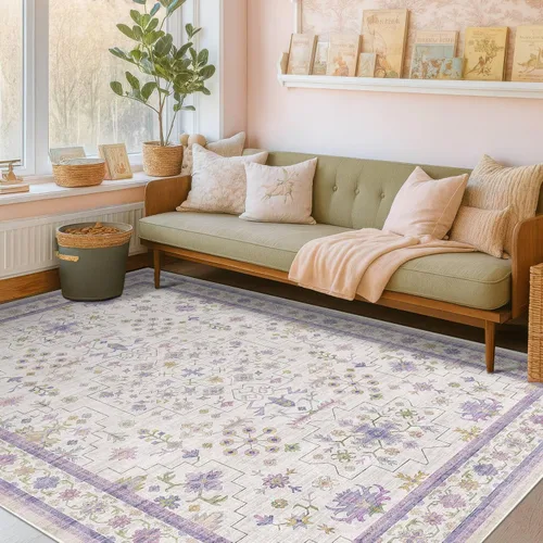 Vista 217 de Hazo Haus – Alfombra pequeña para entrada, cocina o baño, antideslizante con base de goma, resistente a las manchas y a la decoloración, diseño