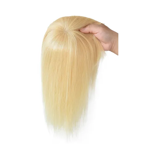 Vista 3 de Extensiones de cabello humano con clip con flequillo, base de seda, flecos de tupé superior para pérdida de adelgazamiento, extensiones de reemplazo