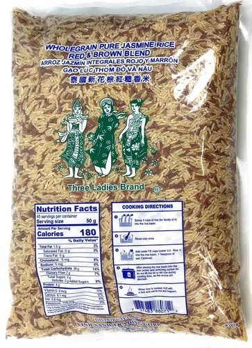 Vista 2 de Mezcla de arroz de jazmín puro de grano entero Three Ladies Brand de 5 libras (una bolsa)