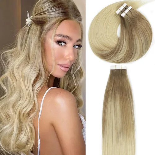 Vista 31 de Lacer Extensiones de cabello humano adhesivas de 12 pulgadas, cinta adhesiva de doble cara para extensiones de cabello de trama cutánea, 20