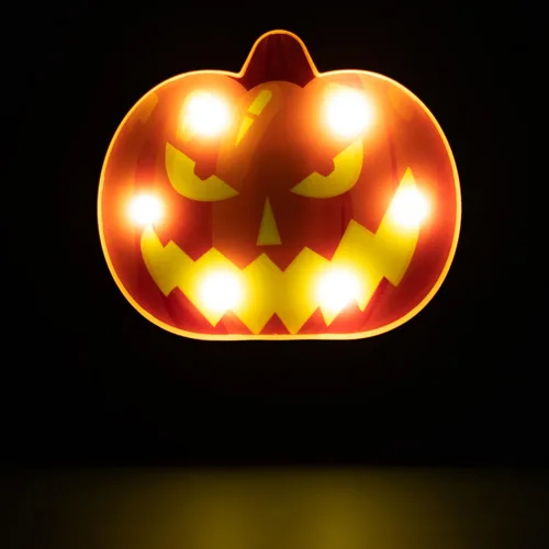 Vista 4 de Farol de Halloween con iluminación LED, decoración estilo marquesina - 7.5 pulgadas