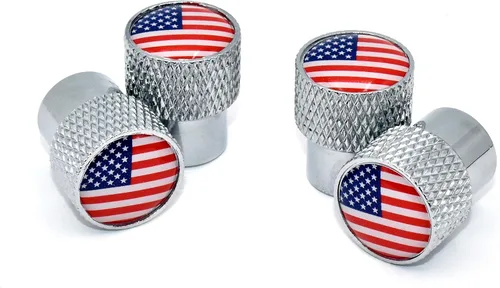 Vista 7 de Tapones universales de vástago de válvula de EE. UU., moleteado cromado negro Corrosion-Resistant Aluminum, Fits 8 mm Tire Valve for all Vehicles