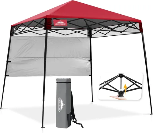 Vista 21 de EAGLE PEAK Toldo Emergente de 8x8 pies con Pared Lateral, Compacto, Portátil con Patas Inclinadas, Refugio Solar Instantáneo para Playa, Deportes
