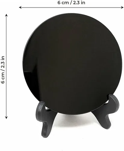 Vista 7 de Espejo rascador de obsidiana negra de 2.37 pulgadas con soporte, cristal curativo espiritual para brujería, meditación y adivinación de energía