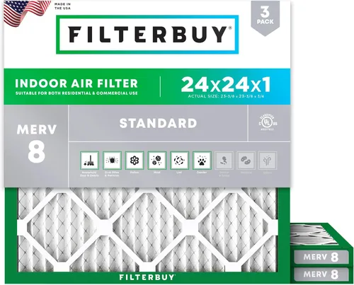 Vista 23 de Filterbuy Filtro de aire MERV 8 de 8 x 14 x 1 pulgadas para defensa contra el polvo y las alergias (paquete de 3), filtros electrostáticos plisados