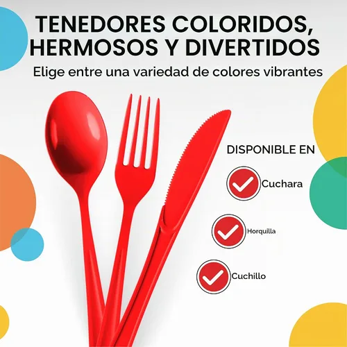 Vista 3 de Party Solids cubiertos de plástico desechables resistentes rojos - 200 piezas, cubiertos, vajilla, cucharas de plástico