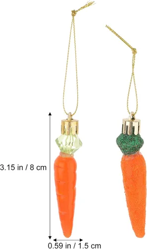 Vista 5 de Sewroro 12 piezas de zanahorias de Pascua, decoraciones colgantes de zanahorias de plástico artificial con purpurina, zanahorias de bricolaje