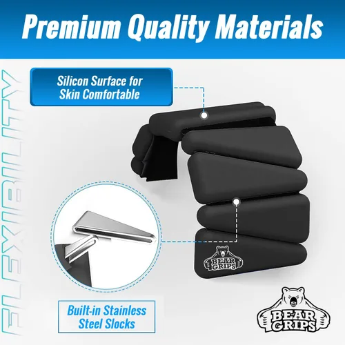 Vista 4 de Bear Grips Pesas de muñeca y tobillo – Equipo de gimnasio en casa, correas de entrenamiento para hombres y mujeres, equipo de entrenamiento, pesas