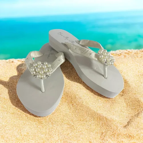 Vista 5 de Chanclas de boda en la playa con diamantes de imitación de cristal de estrella