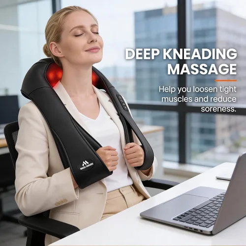Vista 4 de MagicMakers - Masajeador Eléctrico Shiatsu de Cuello con Calor - Alivio del Dolor para la Espalda, Hombros y Pies - Regalo para Hombres, Mujeres