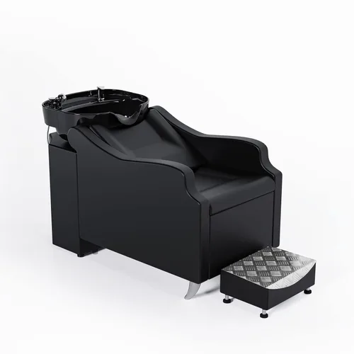 Vista 11 de OmySalon Unidad de lavado a contracorriente de champú con cuenco grande de porcelana, fregadero de salón, silla de lavado de cabello, estación