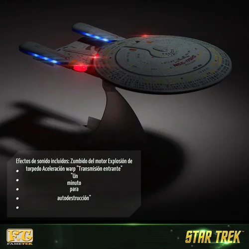 Vista 5 de Star Trek U.S.S. Enterprise 1701-D - Réplica de altavoz Bluetooth, máquina de sonidos de motor para dormir, luz nocturna, efectos de sonido