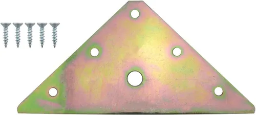 Vista 3 de 6 piezas de placas de reparación triangulares con tornillos de montaje, 4.84 x 3.5 pulgadas, color zinc metal fijación recta estante de unión esquina