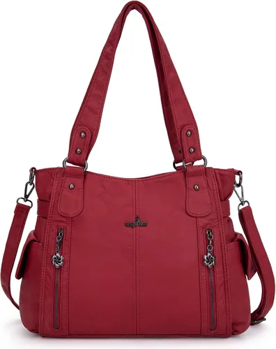 Vista 6 de Angel Kiss Bolsos para mujer con tiras en la parte superior, bolso estilo Hobo, bolsas de hombro espaciosas y casuales, cartera estilo Tote de PU
