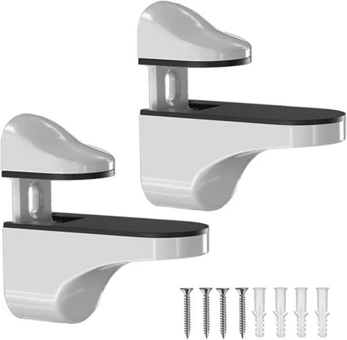 Vista 13 de Soporte de pared ajustable para estante de madera/vidrio, negro, paquete de 2