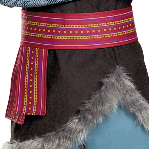 Vista 4 de Disfraz de Kristoff para adultos disfraz de personajes de Disney Frozen para hombre túnica con sombrero cinturón y pantalones y fundas para botas