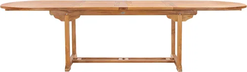 Vista 6 de Mesa de extensión doble ovalada para patio al aire libre, hecha de madera maciza de teca de grado A