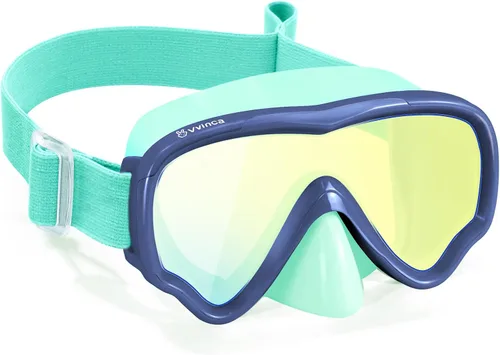 Vista 12 de Vvinca Kids-Goggles with Nose Cover, Diving Mask Elastic Fabric Strap Anti Fog Anti Shattered Lens for Kids Swim Goggles 3-14