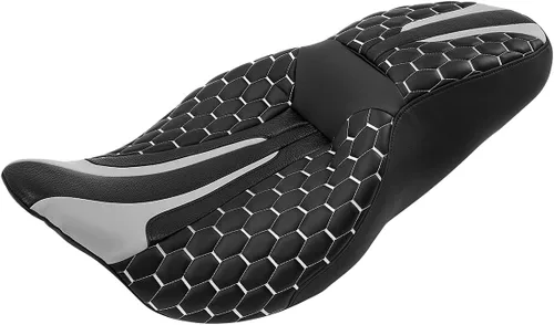 Vista 46 de Asiento de conductor, pasajero y piloto - SLMOTO Asiento de motocicleta de una pieza para 2 personas, compatible con Harley Touring Road King CVO