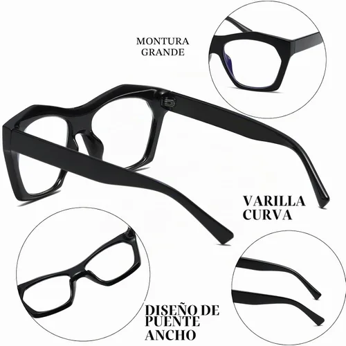 Vista 4 de Viseng Paquete de 3 anteojos de lectura para mujer, diseño de marco, de gran tamaño, bloqueo de luz azul, lector de computadora +0.0 B/3 pares