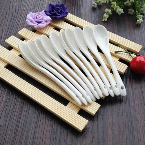 Vista 7 de Misaso Cucharas de huevo de porcelana blanca, cucharas de cerámica, cuchara de café, cuchara de postre cuchara de servir