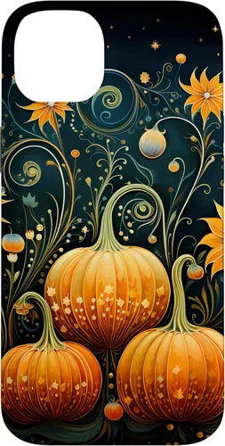 Vista 15 de Funda floral para iPhone 16 Pumpkins Vintage Otoño Otoño