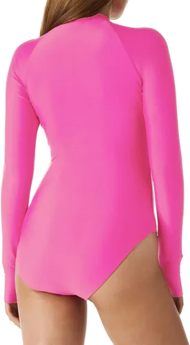 Vista 3 de RELLECIGA Traje de baño de una pieza para mujer, manga larga, protección UV, traje de baño de surf