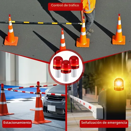 Vista 7 de VIHOSE 2 piezas de luces LED para conos de tráfico, cono de tráfico intermitente con 3 modos de parpadeo, luz de advertencia LED para conos