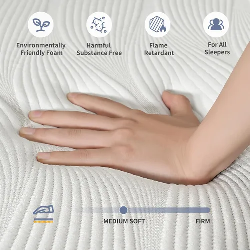 Vista 3 de ESHINE Marco de cama ajustable + colchón híbrido de 14 pulgadas, soporte lumbar, inclinación de almohada para la cabeza, control de aplicación