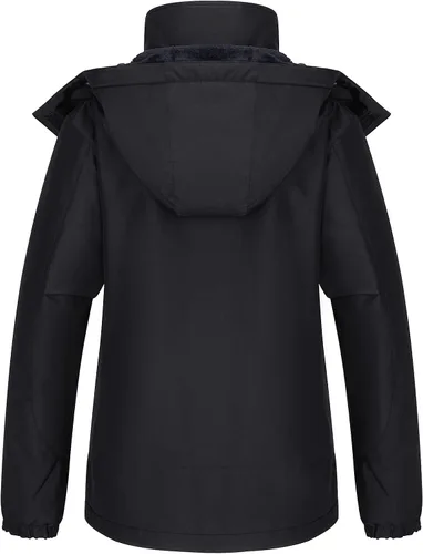 Vista 2 de CAMEL CROWN Chaquetas de esquí de invierno cálidas para mujer abrigo de nieve impermeable con capucha chaqueta de lluvia resistente al viento