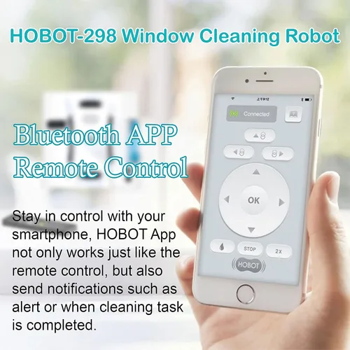 Vista 2 de HOBOT -298 Robot automático de limpieza de ventanas con rociador de agua ultrasónico, limpieza inteligente, plan de ruta inteligente AI, tanque
