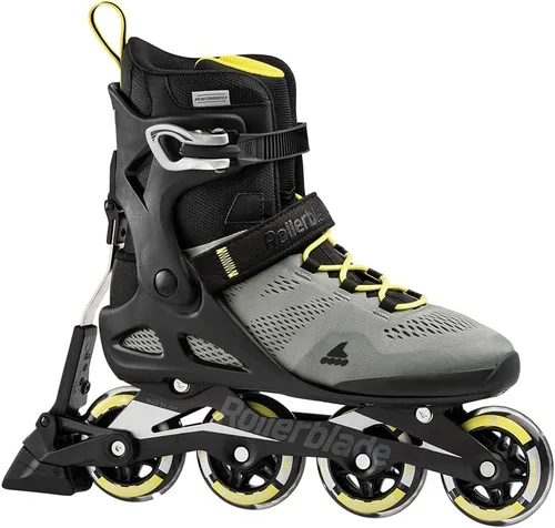 Vista 8 de Rollerblade Macroblade 80 ABT - Patines en línea para hombre, color plateado y amarillo neón, patines en línea de rendimiento