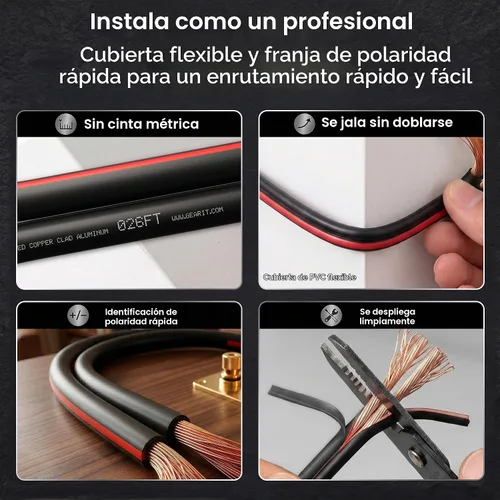 Vista 4 de GEARit - Cable de altavoz de calibre 12 de 20 pies, cable CCA 12/2 para Negro