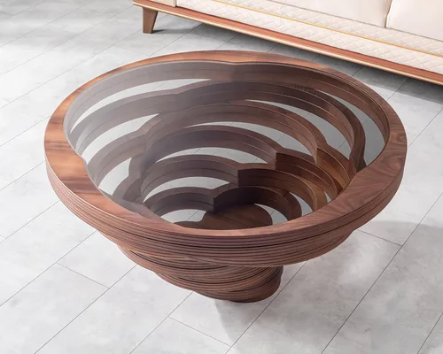 Vista 3 de by Papella Design, Mesas de centro de nogal natural Veener para sala de estar, mesa rústica, mesa de centro para sala, mesa central, mesa de Lara