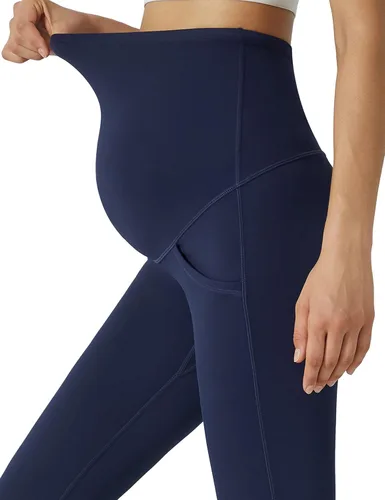 Vista 4 de POSHDIVAH Pantalones de yoga de maternidad para mujer, para trabajo, descanso, elásticos, corte de bota, pantalones acampanados para embarazo