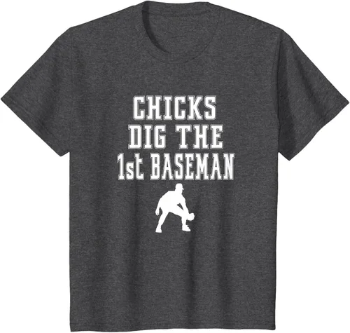 Vista 25 de Chicks Dig First Baseman - Camiseta de primera base Beisbol Player, Negro