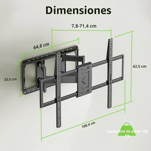 Vista 9 de USX MOUNT Soporte de pared de TV de movimiento completo resistente para televisores de 60 a 120 pulgadas, soporta 220 libras, soporte de pared