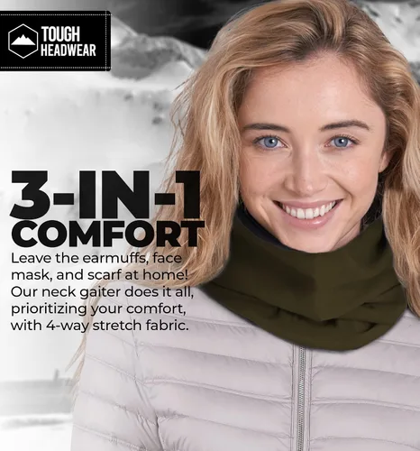 Vista 6 de Tough Headwear Neck Warmer - Winter Fleece Neck Gaiter, Ski Tube Scarf & Snowboard Half Face Mask, Face Cover for Men & Women