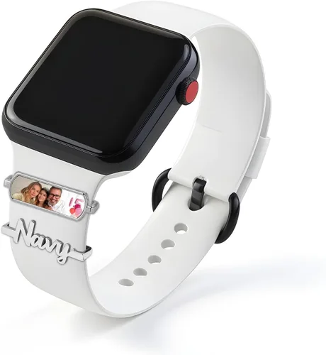 Vista 16 de ubmpj Dijes de banda de reloj personalizados para reloj inteligente, cerraduras de banda mágica personalizadas con nombre y foto para mujeres