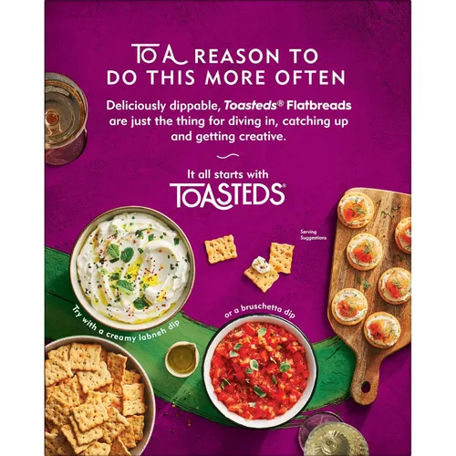 Vista 9 de Toasteds Galletas de pan plano, aperitivos para el almuerzo, aperitivos de fiesta, hierbas italianas (12 cajas)