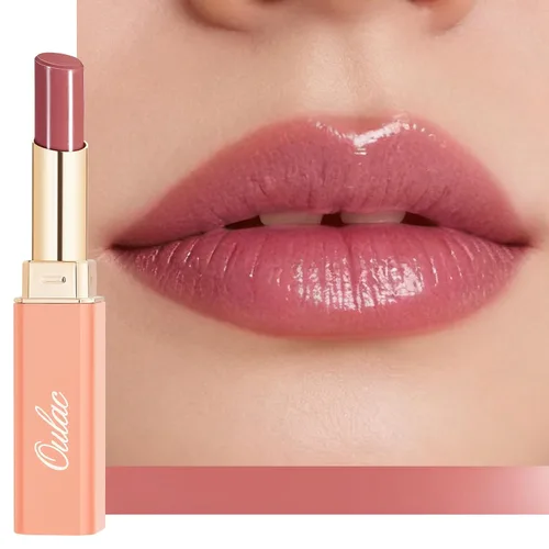 Vista 9 de Oulac Lápiz Labial Rosa Hidratante con Brillo - Lápiz Labial Hidratante Bálsamo Labial Tintado Brillante, Acabado Brillante Transparente Jugoso