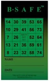 Vista 3 de B-Safe - Tarjetas de bingo de seguridad, paquete de 600 6-color safety bingo card set, Workplace safety game, Boosts engagement, Rewards employee
