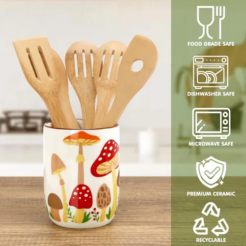 Vista 3 de Nefelibata - Soporte para utensilios de cerámica con forma de hongo